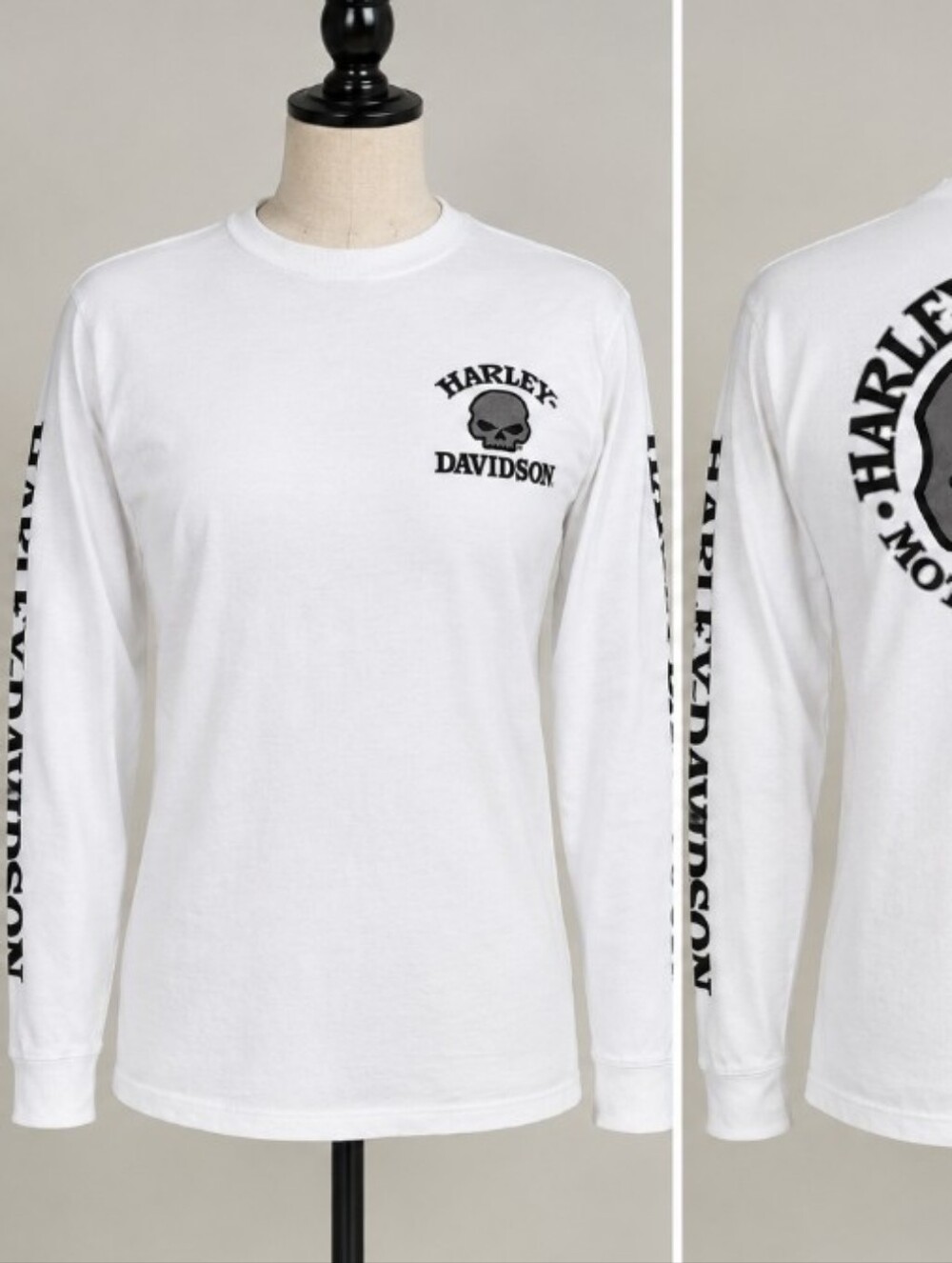 Harley-Davidson White Long-Sleeve Skull Logo Tee